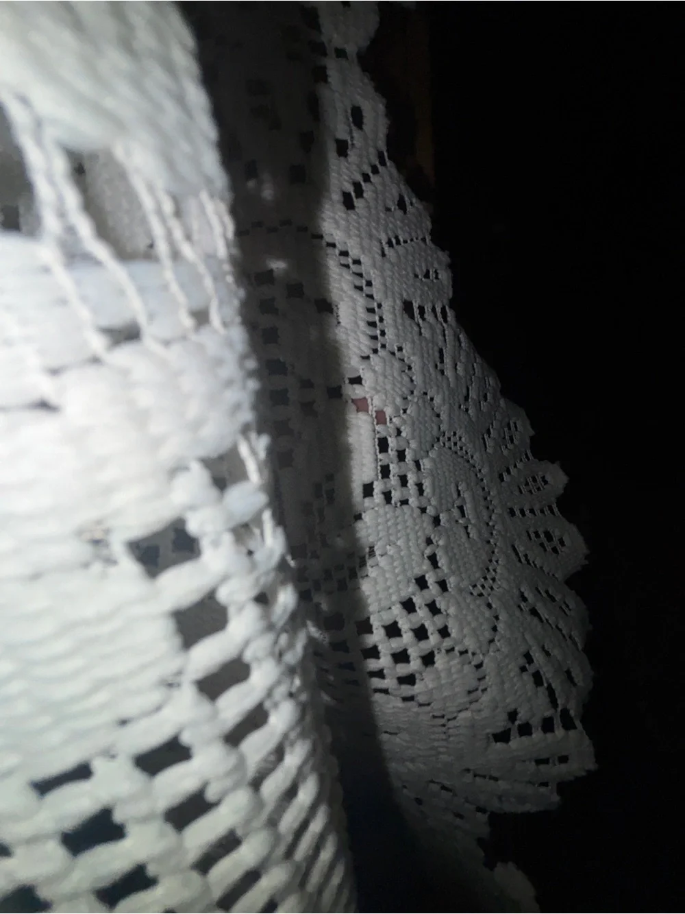 3 White Crochet Lace Curtain Panel
